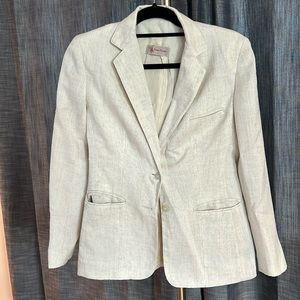 Vintage Cream Linen Blazer